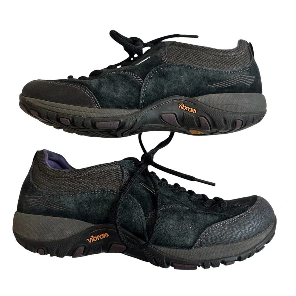 Dansko Paisley Waterproof Suede Shoes Black Purple Walking Hiking Comfort Sz 39